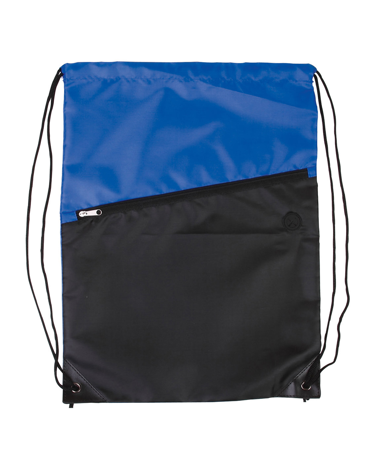 Picture of Two-Tone Poly Drawstring Backpack With Zipper.