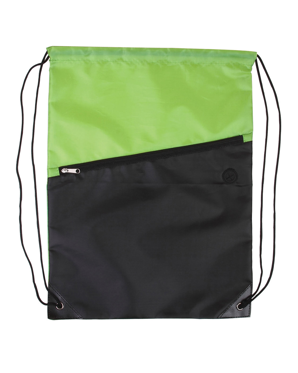 Picture of Two-Tone Poly Drawstring Backpack With Zipper.