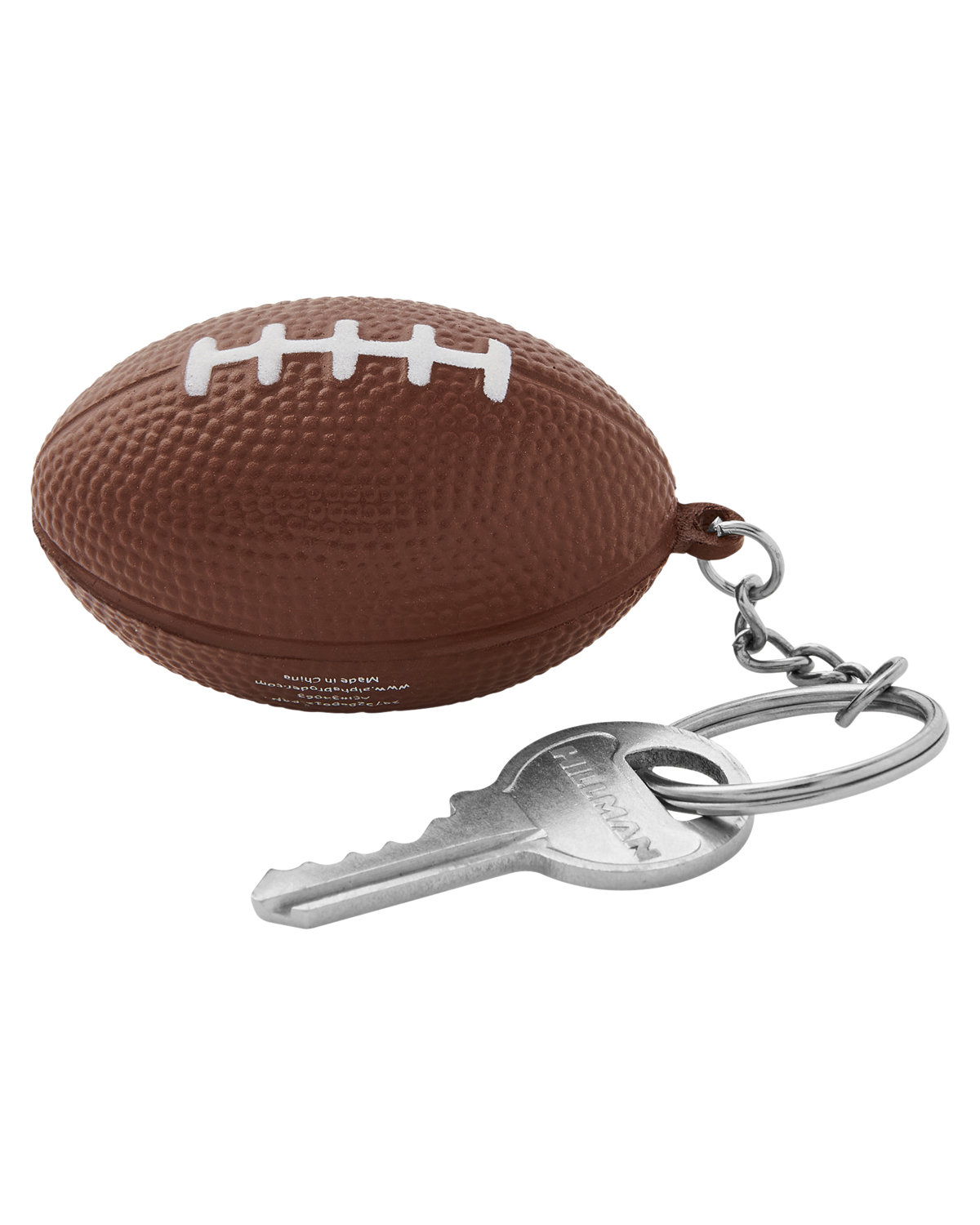 Picture of Football Shape Stress Ball Keychain.