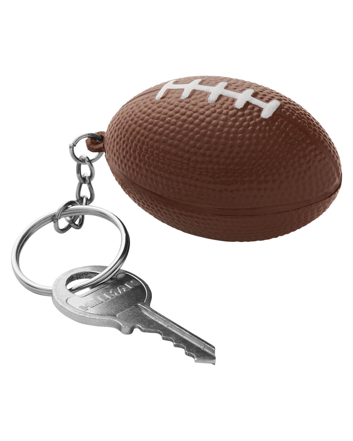 Picture of Football Shape Stress Ball Keychain.
