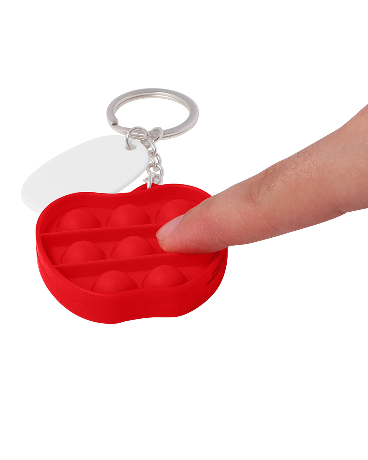 Picture of Push Pop Bubble Apple Fidget Sensory Keychain.