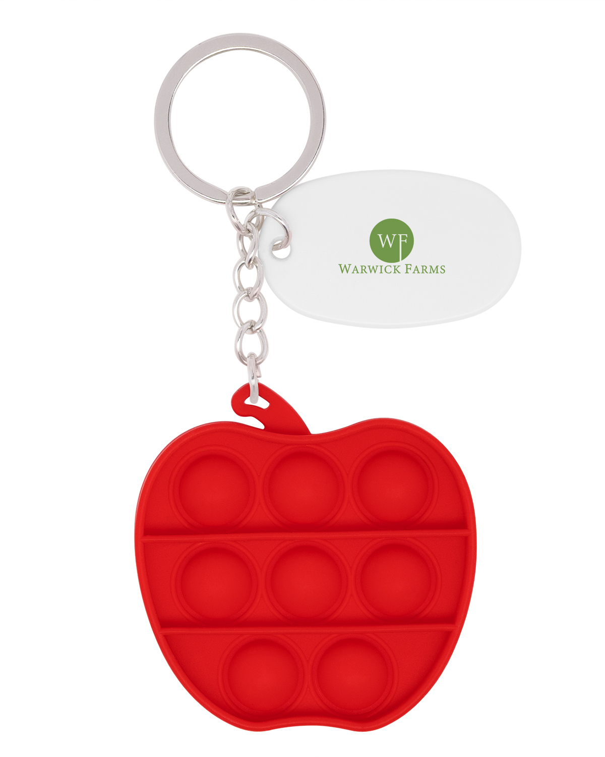 Picture of Push Pop Bubble Apple Fidget Sensory Keychain.