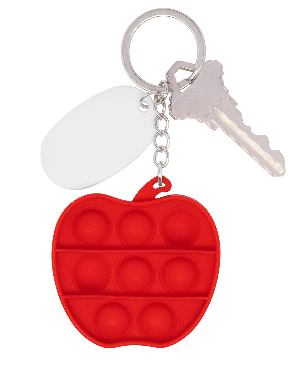 Picture of Push Pop Bubble Apple Fidget Sensory Keychain.