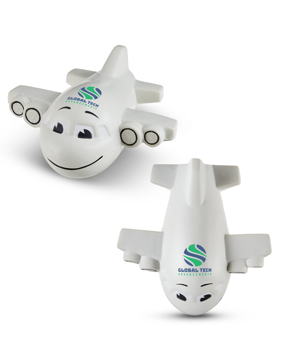Picture of Smiling Airplane Shape Stress Ball.