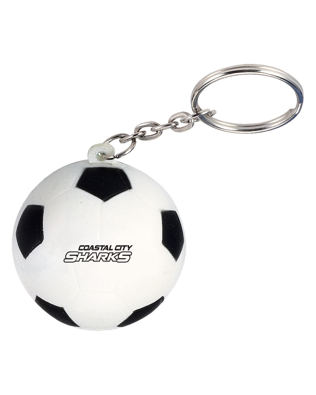 Picture of Soccer Ball Shape Stress Ball Keychain.
