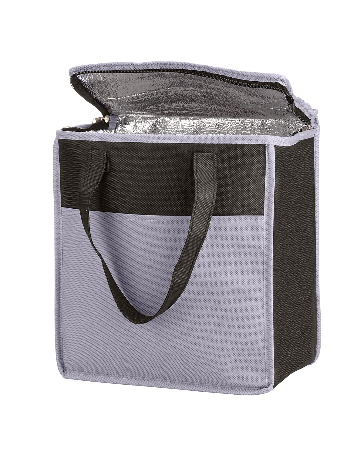Picture of Two-Tone Flat Top Insulated Non-Woven Shopping Tote Bag.