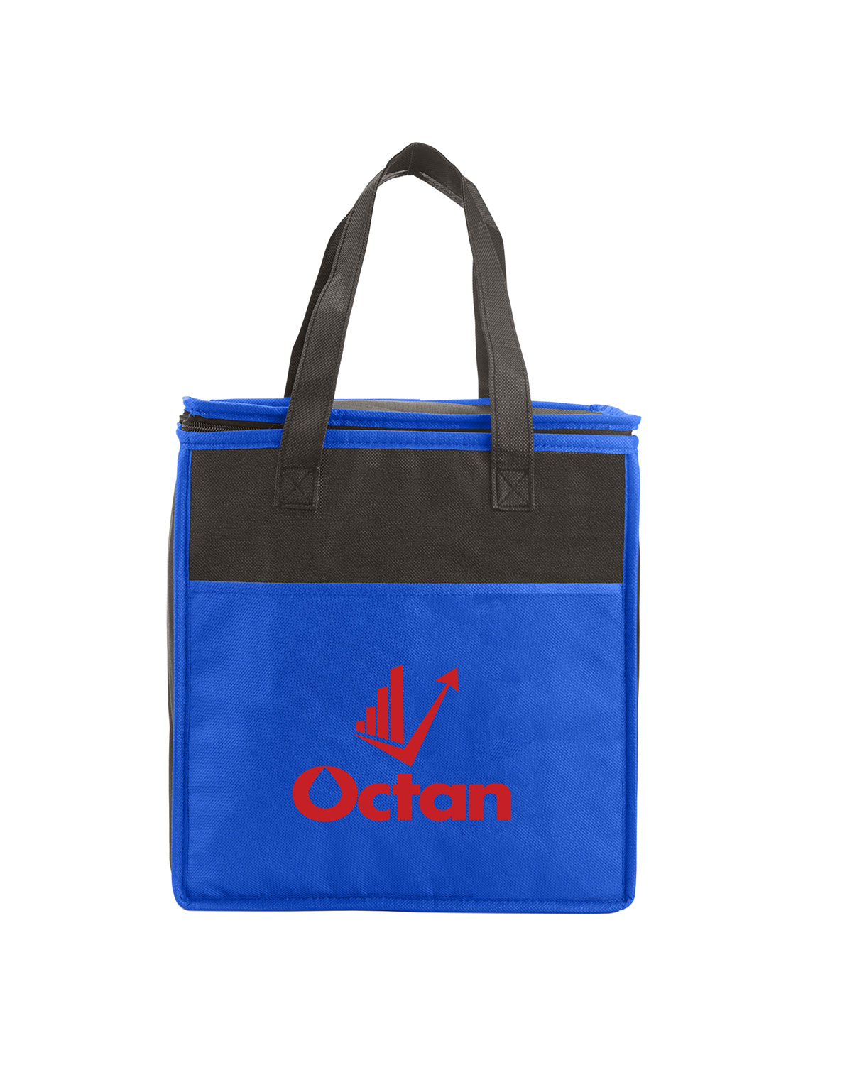 Picture of Two-Tone Flat Top Insulated Non-Woven Shopping Tote Bag.