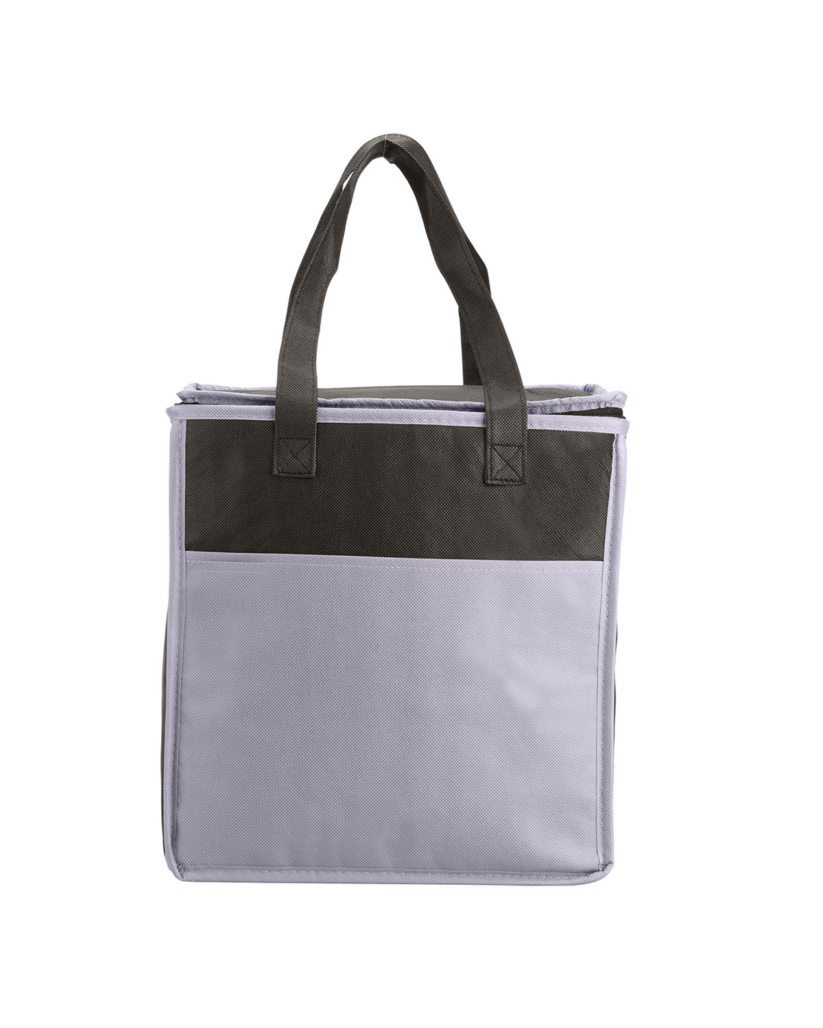 Picture of Two-Tone Flat Top Insulated Non-Woven Shopping Tote Bag.