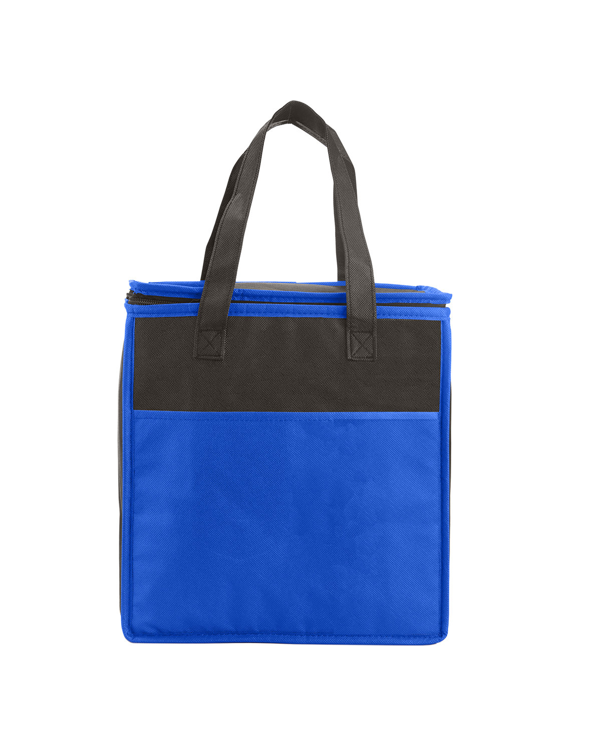 Picture of Two-Tone Flat Top Insulated Non-Woven Shopping Tote Bag.