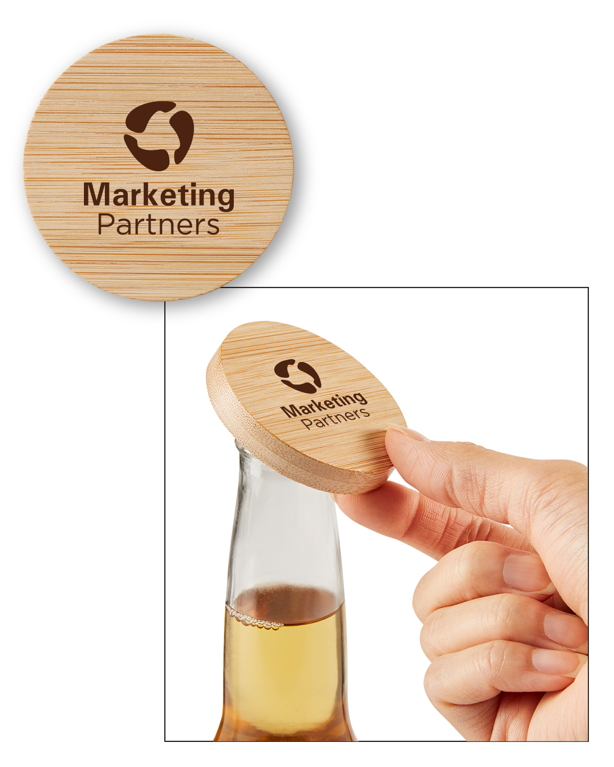 Picture of Bamboo Bottle Opener With Magnet.