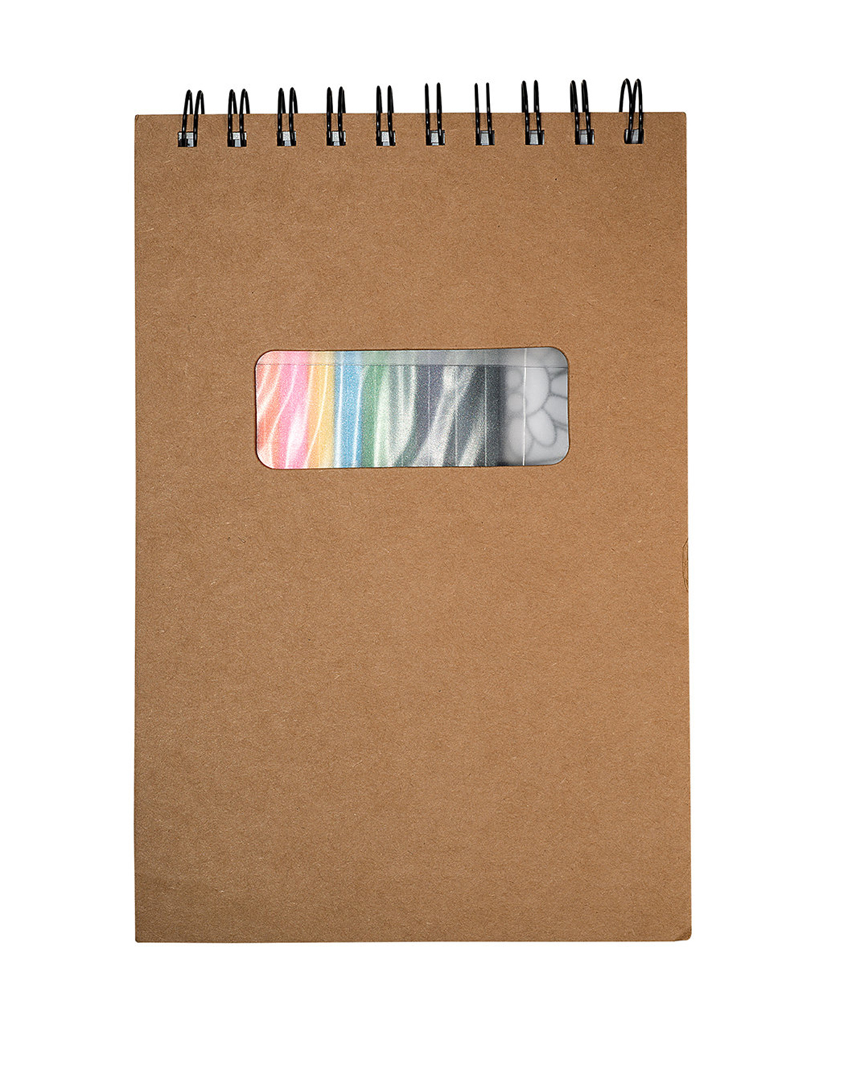Picture of Notebook With Colored Pencils.