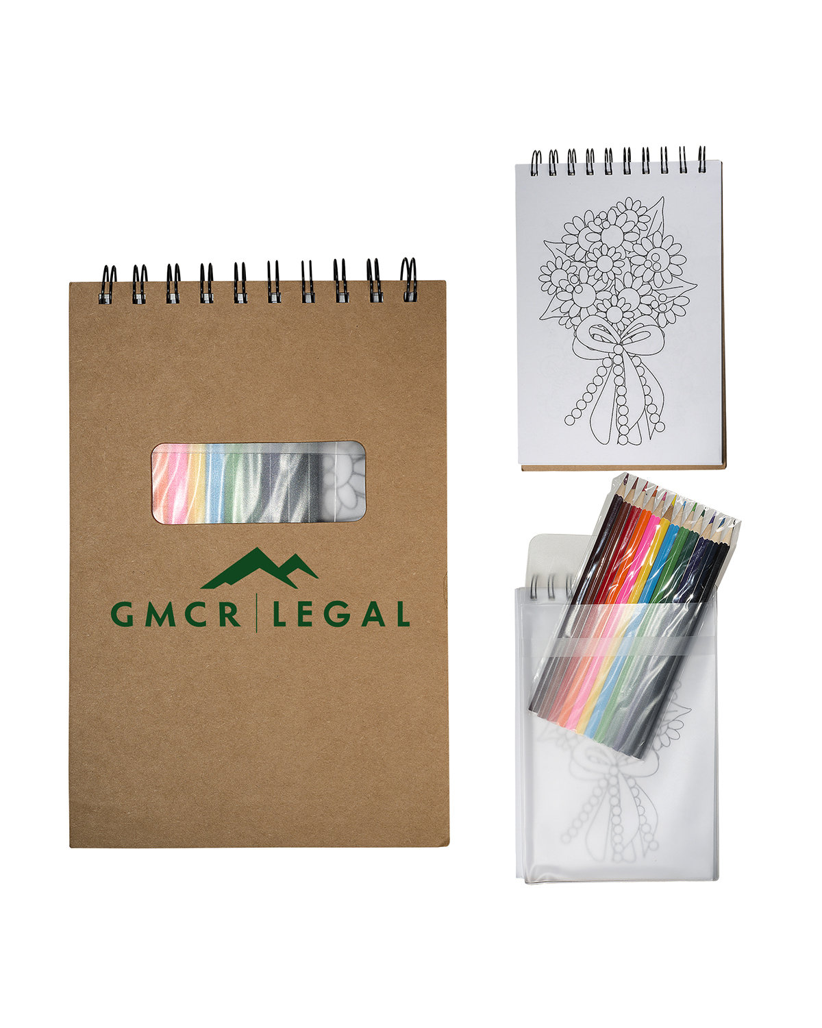 Picture of Notebook With Colored Pencils.