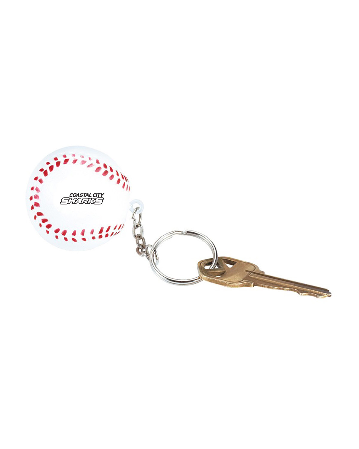 Picture of Baseball Shape Stress Ball Keychain.