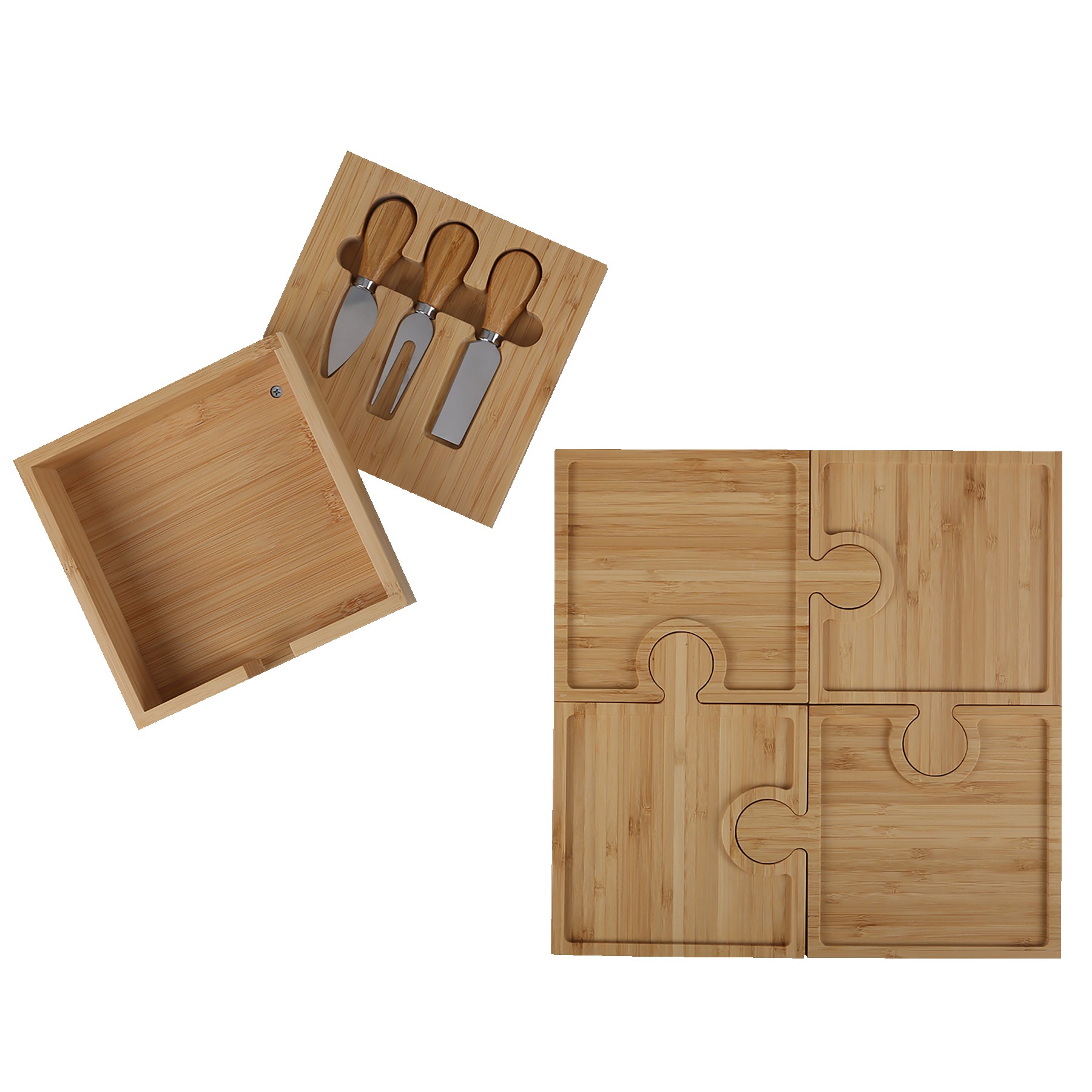 Picture of Bamboo Puzzle Cheese Board Set