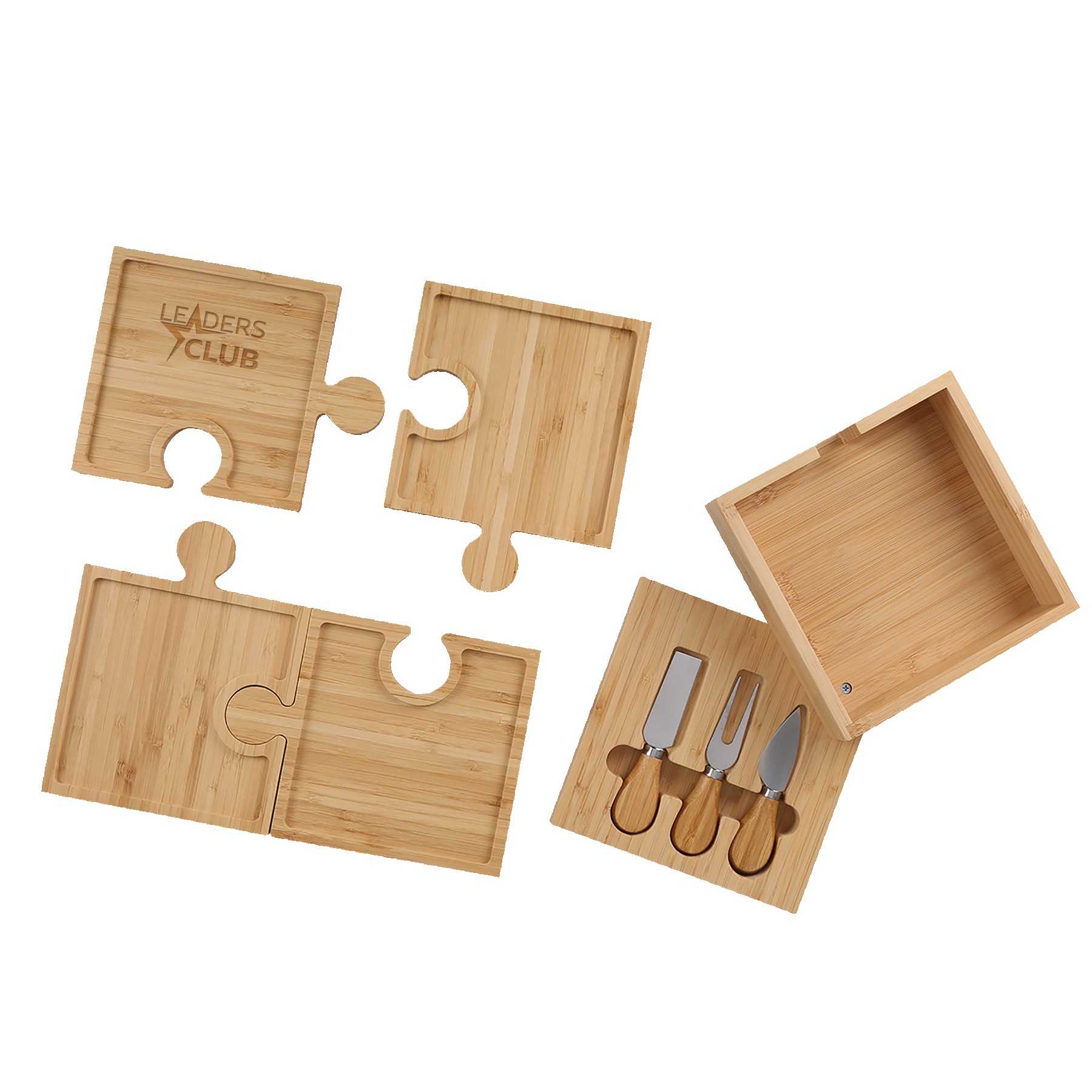 Picture of Bamboo Puzzle Cheese Board Set