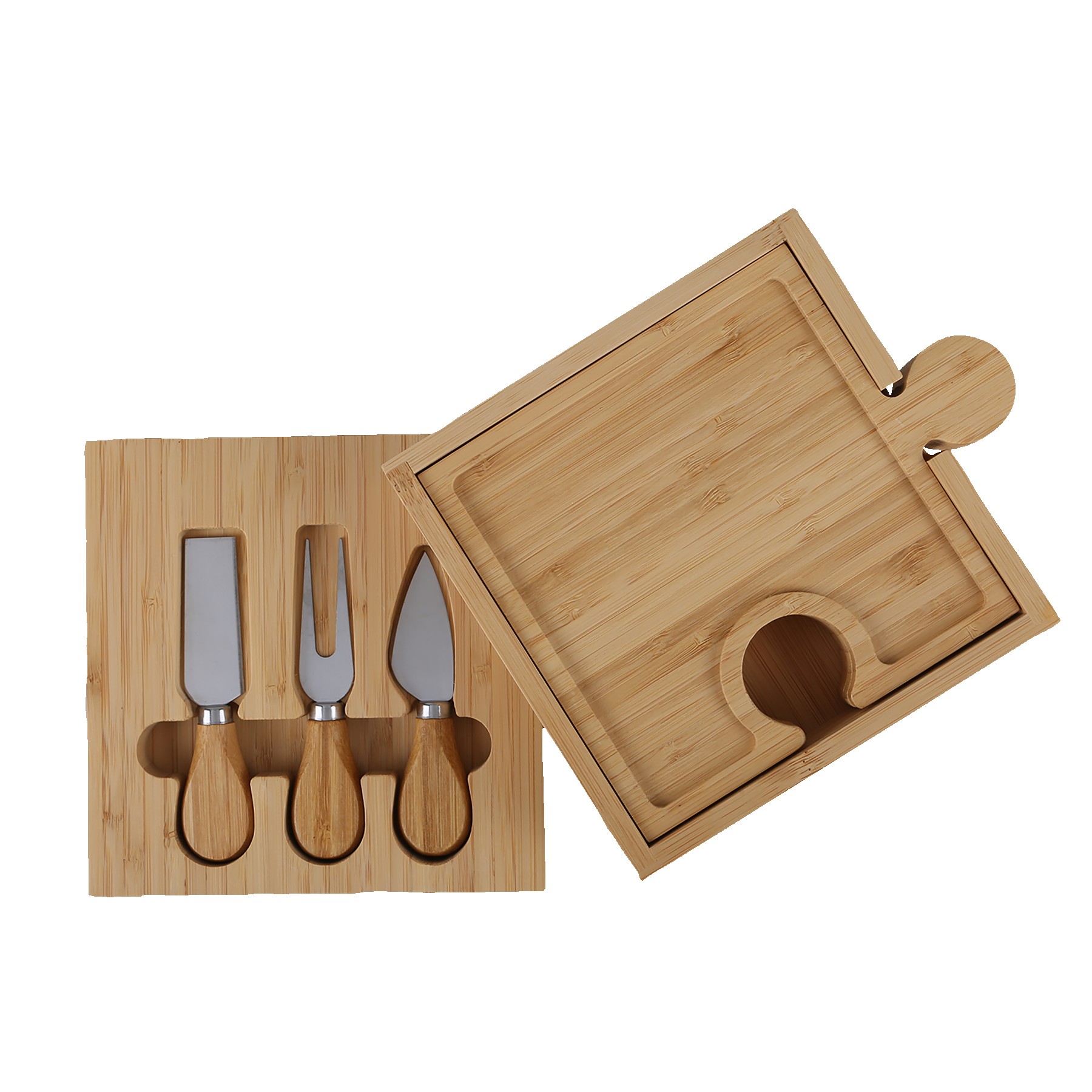 Picture of Bamboo Puzzle Cheese Board Set