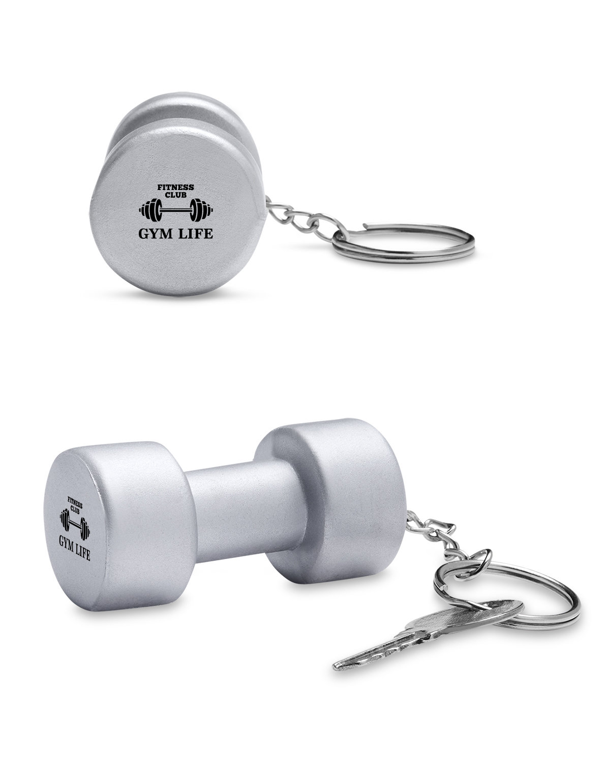 Picture of Dumbbell Shape Stress Ball Keychain.