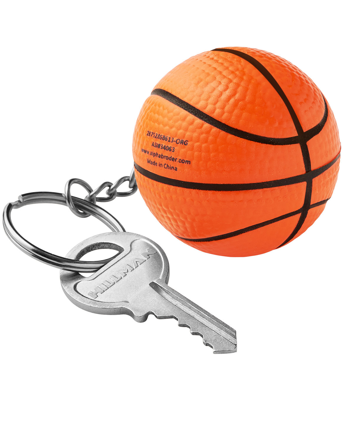 Picture of Basketball Shape Stress Ball Keychain.