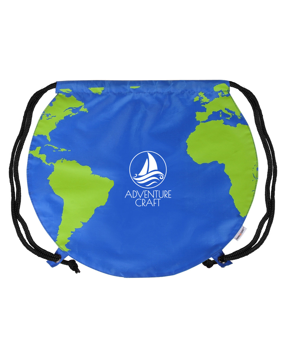 Picture of Recycled Polyester Globe Earth Drawstring Bag.