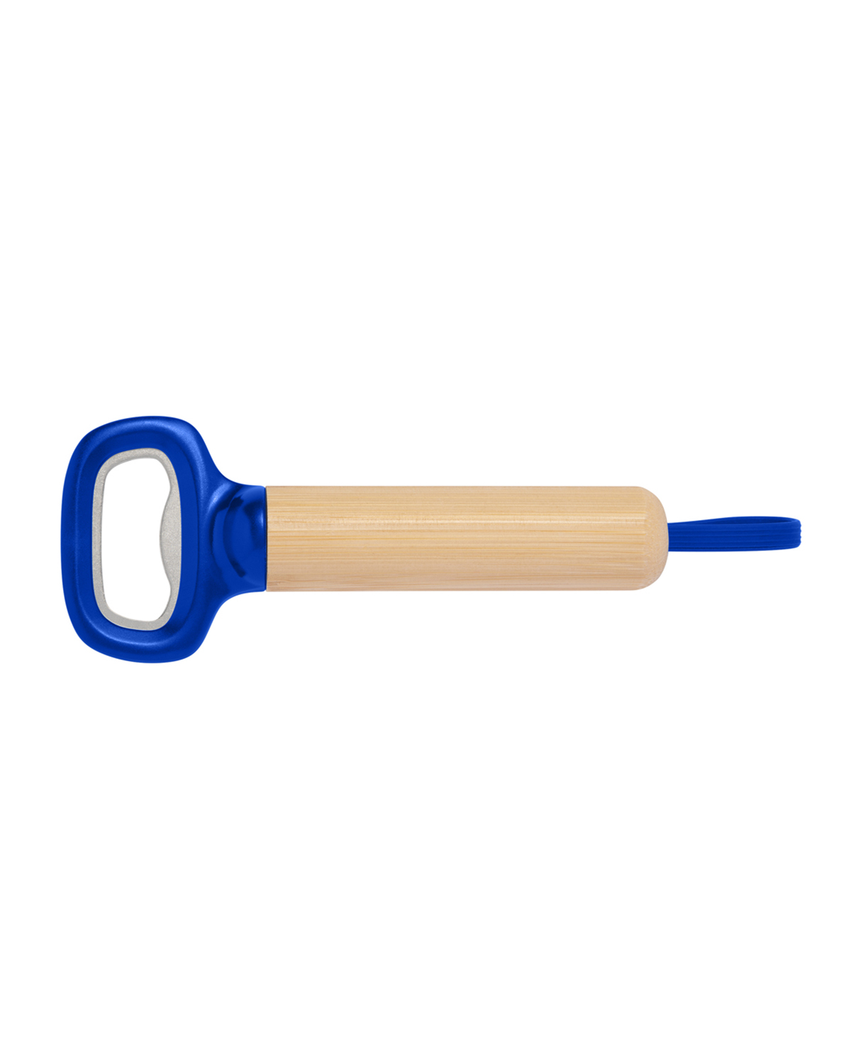 Picture of Bamboo Bottle Opener with Silicone Strap.
