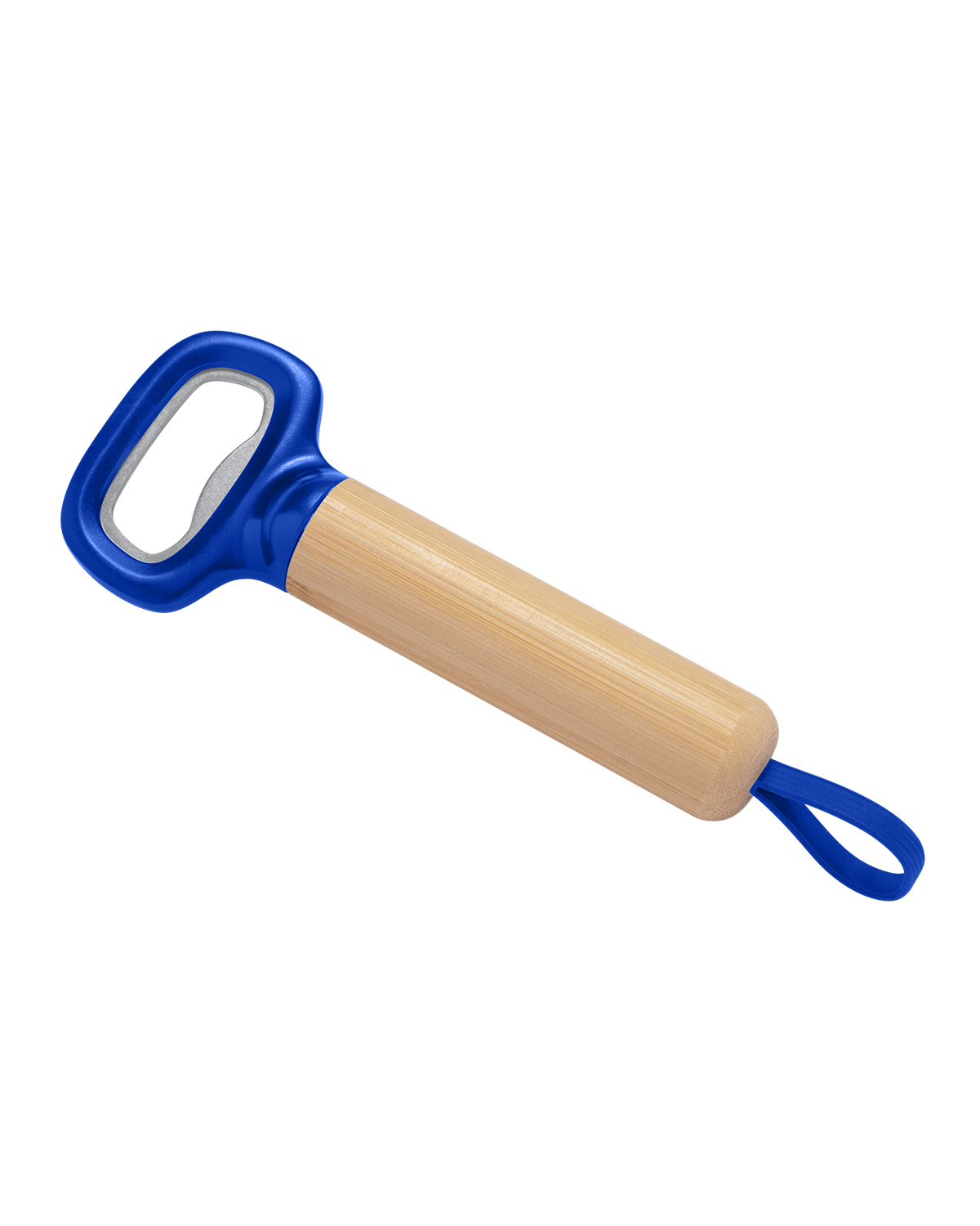 Picture of Bamboo Bottle Opener with Silicone Strap.