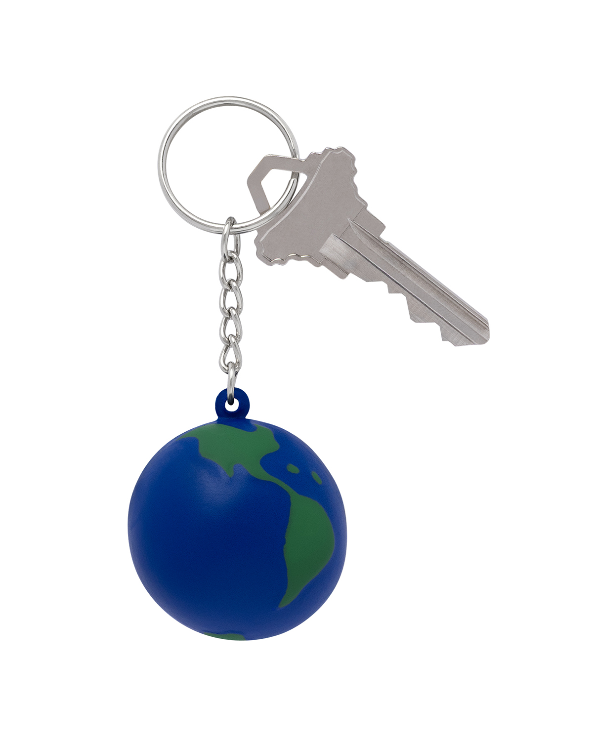 Picture of Globe Earth Shape Stress Ball Keychain.