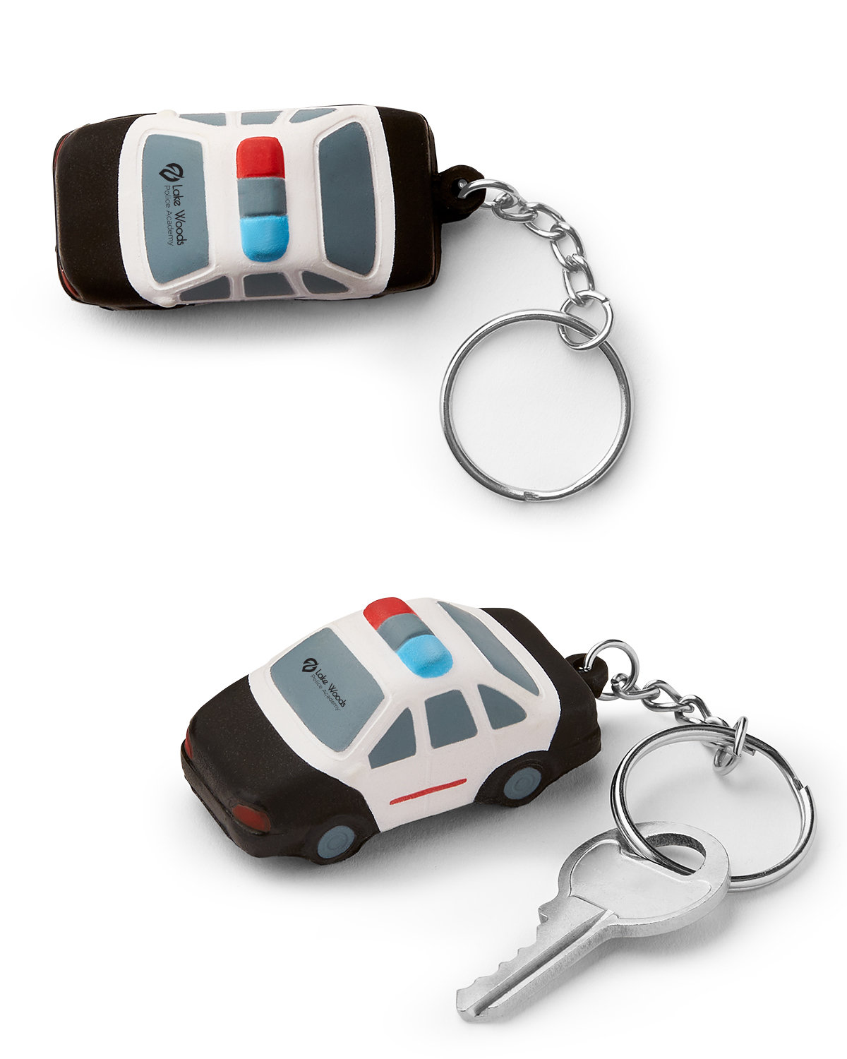 Picture of Police Car Shape Stress Ball Keychain.