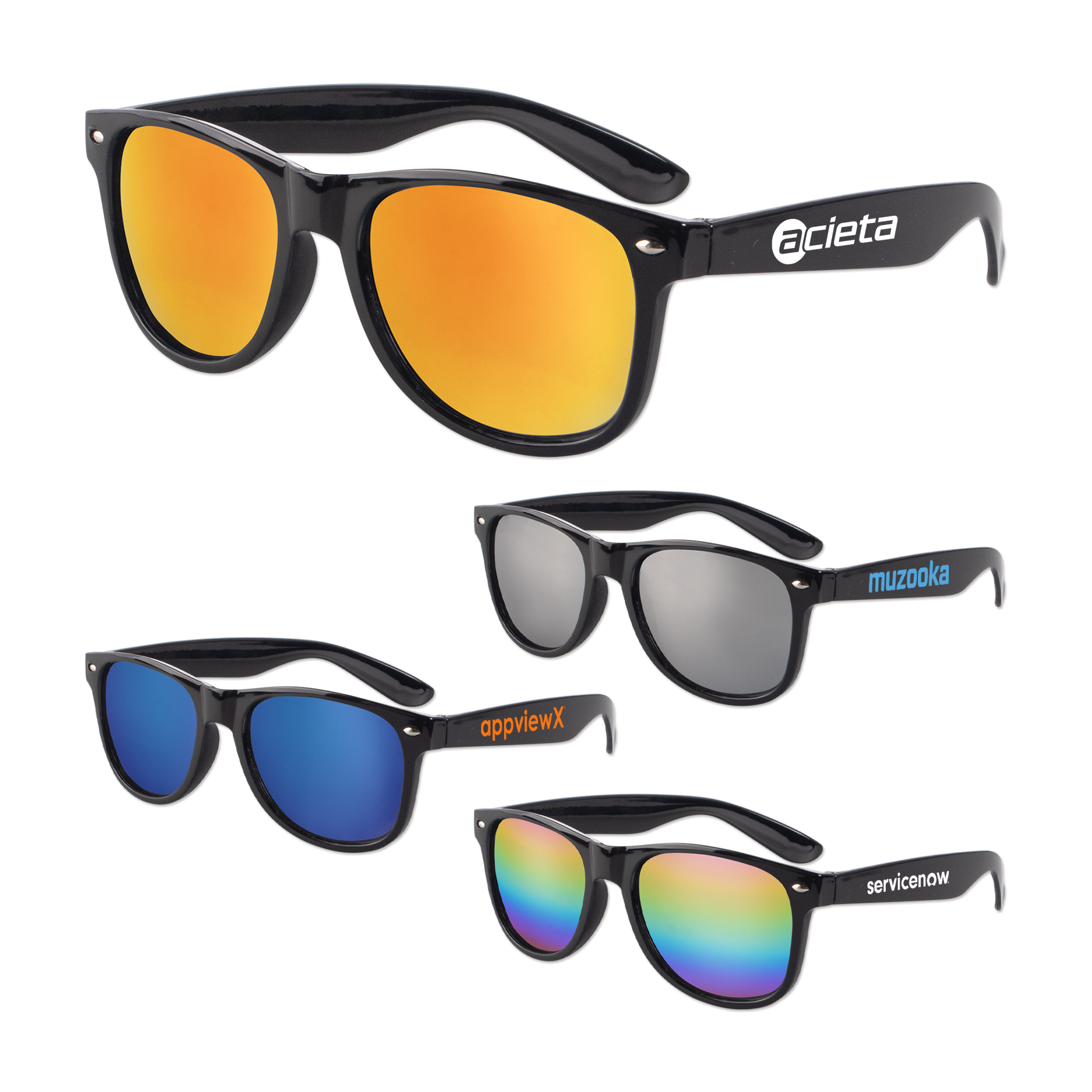 Picture of Iconic Black Frame w/Mirror Lens Sunglasses
