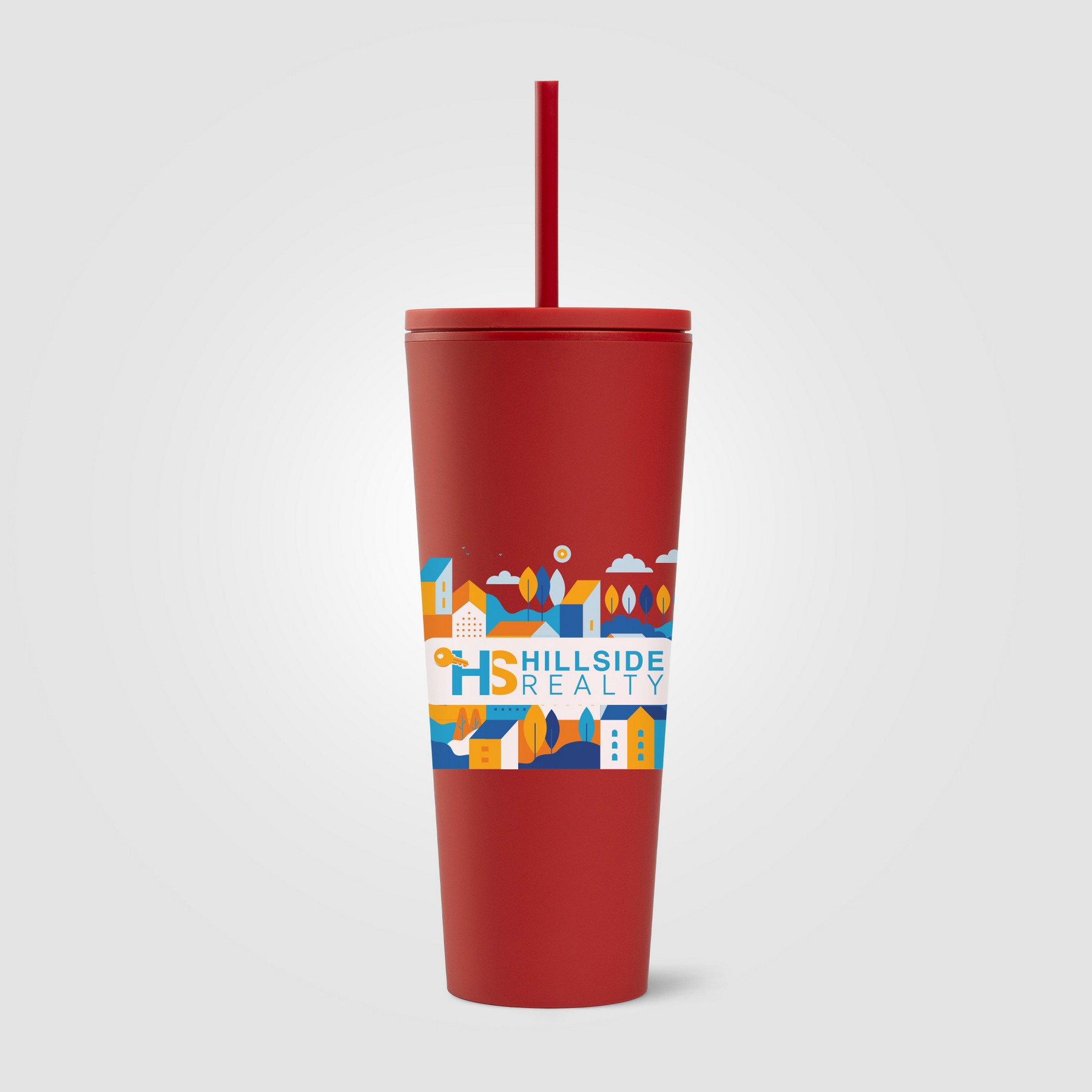 Picture of Spire - 24 oz Soft Touch Double Wall Recycled Plastic Tumbler w/ Straw
