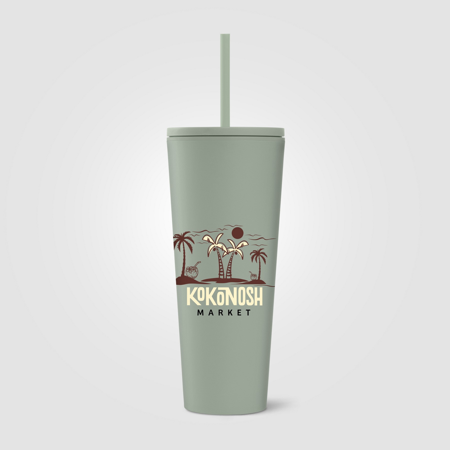 Picture of Spire - 24 oz Soft Touch Double Wall Recycled Plastic Tumbler w/ Straw
