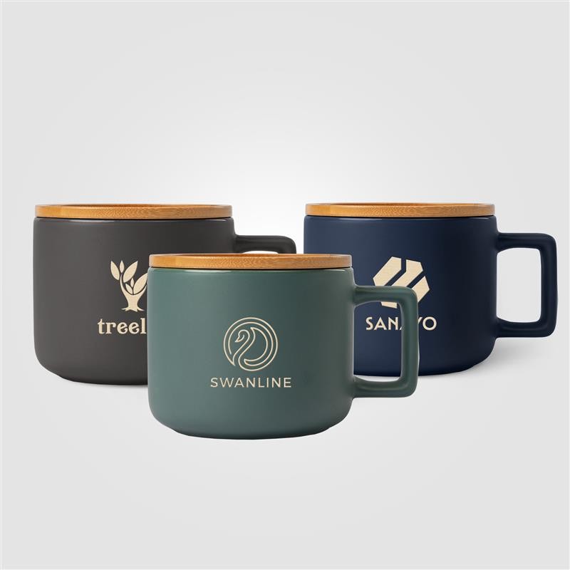 Picture of Caf? Virtuoso - 12 oz. Ceramic Mug with Bamboo Lid - Ceram-X