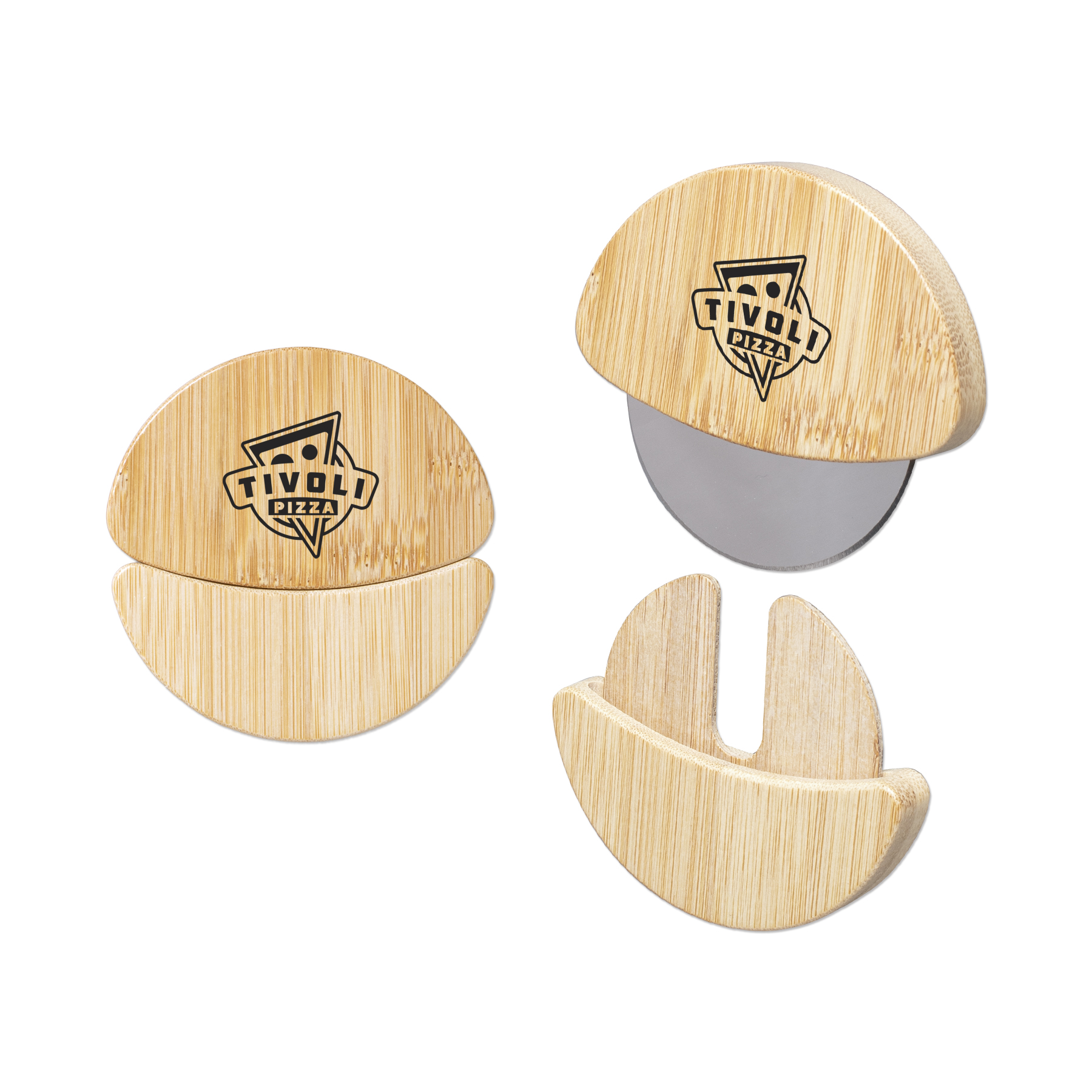 Picture of Bamboo Pizza Cutter w/Stainless Steel Blade