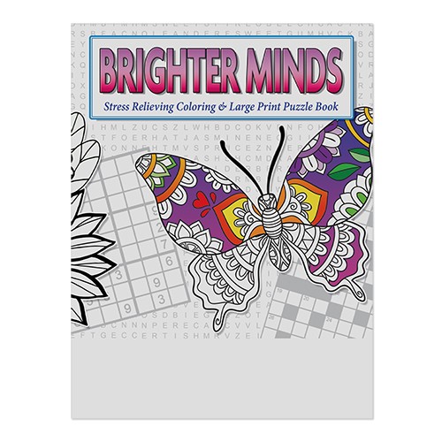Picture of Brighter Minds Large Print Stress Relieving Coloring Book Combo