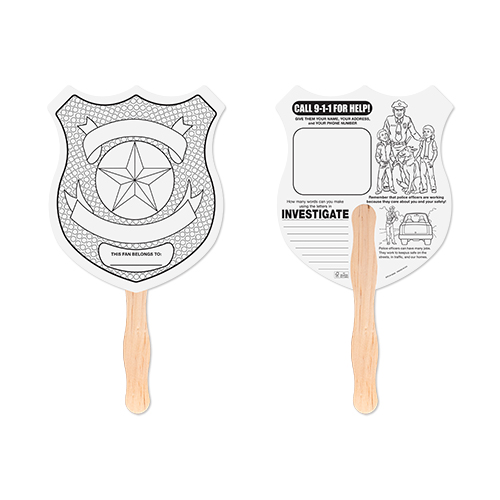 Picture of Police Badge Shaped Hand Fan