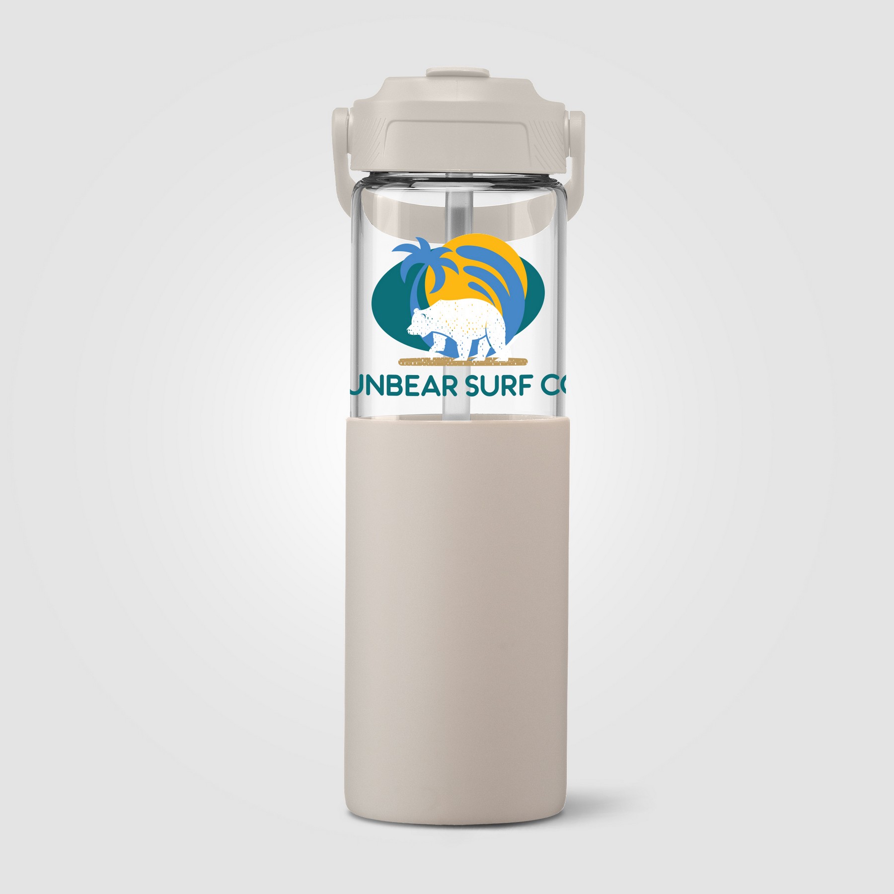 Picture of Juno Glass Silicone Sleeve Straw Bottle - 20 oz.