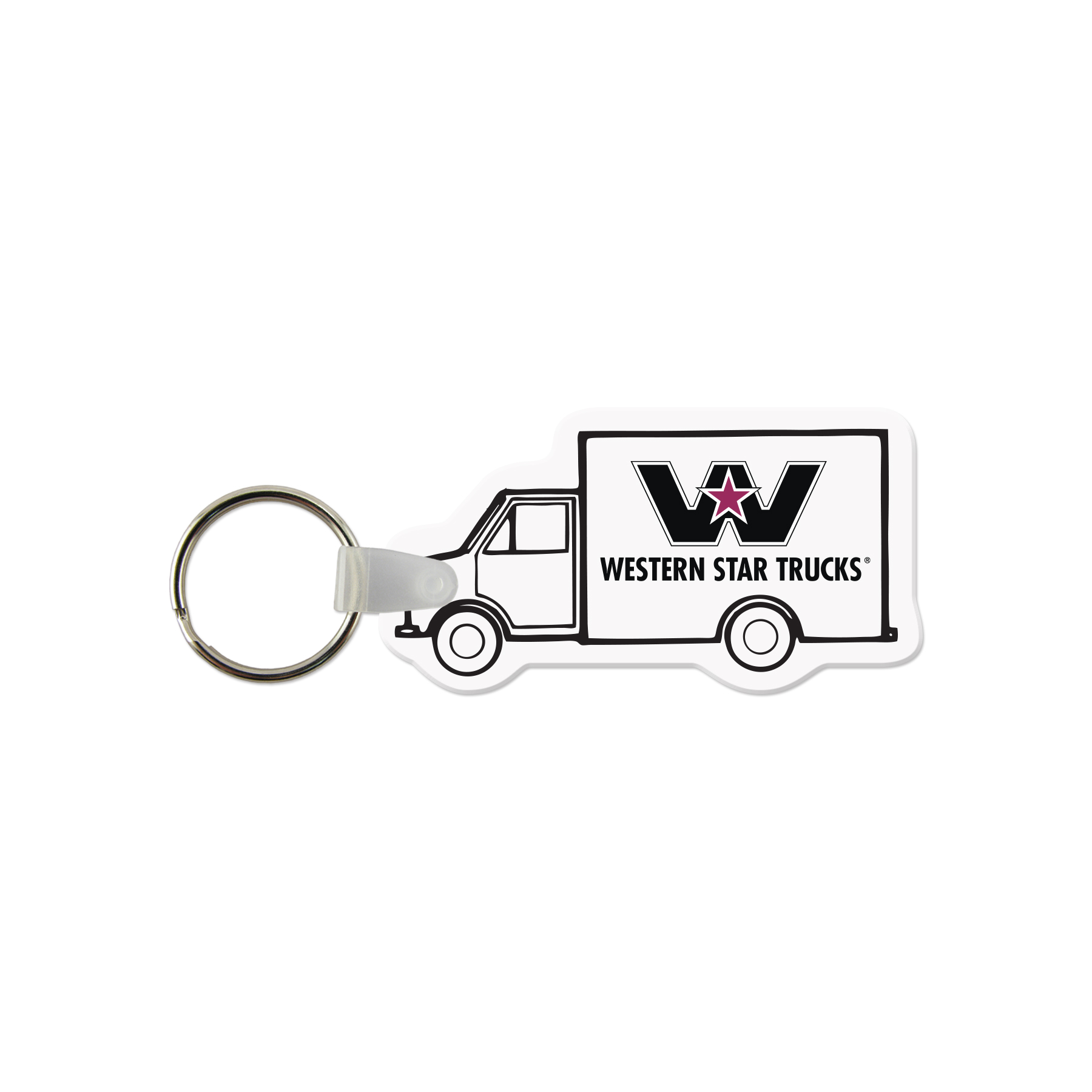 Picture of Box Truck Shaped USA Made Vinyl Keychain