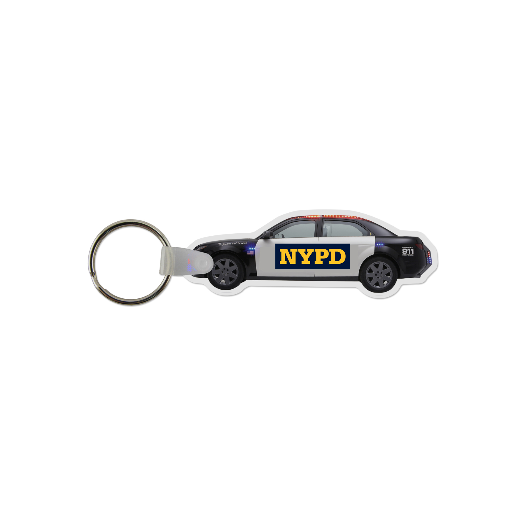 Picture of Police Car Shaped USA Made Vinyl Keychain