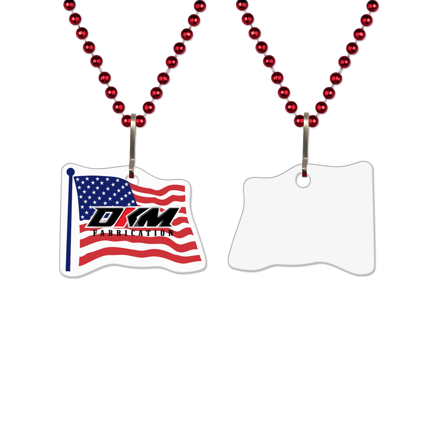 Picture of USA Made 1/8" Flag Vinyl Medallion Bead Necklace