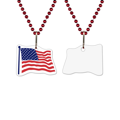 Picture of USA Made 1/8" Flag Vinyl Medallion Bead Necklace
