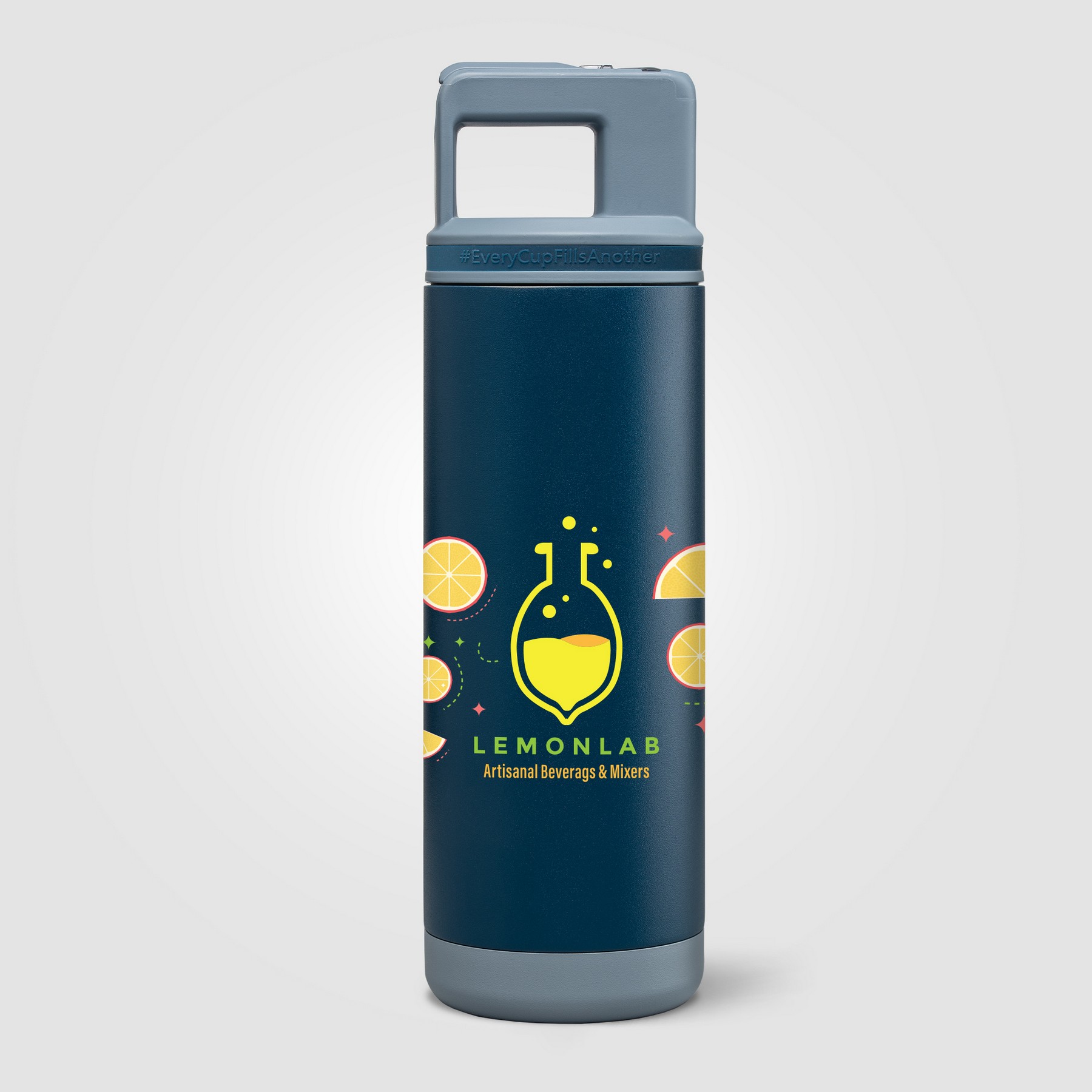 Picture of Grosche Alpine Stainless Steel Removable Straw Flip n' Sip Bottle - 20oz