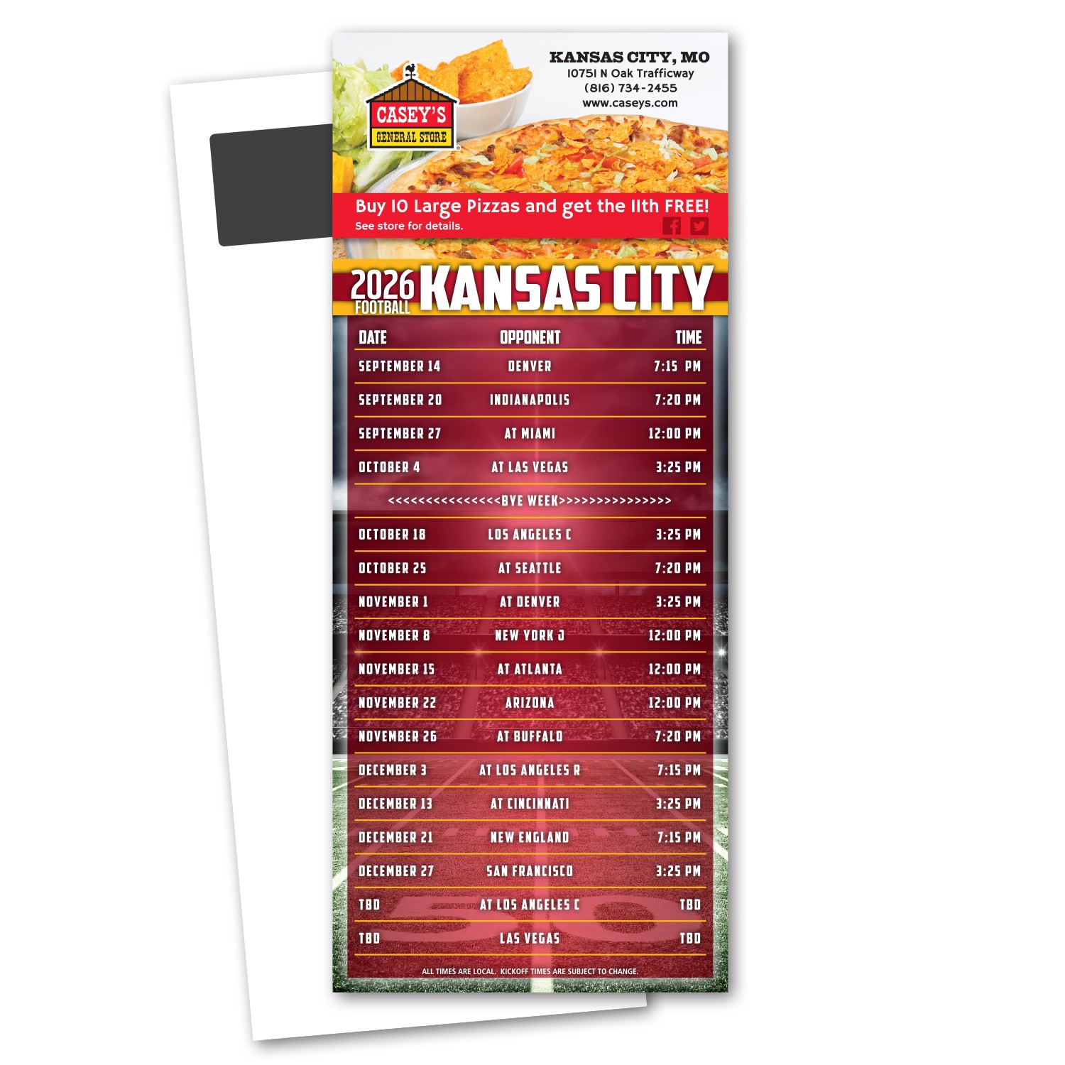 Picture of Football Schedule Magnetic Stick Up Card