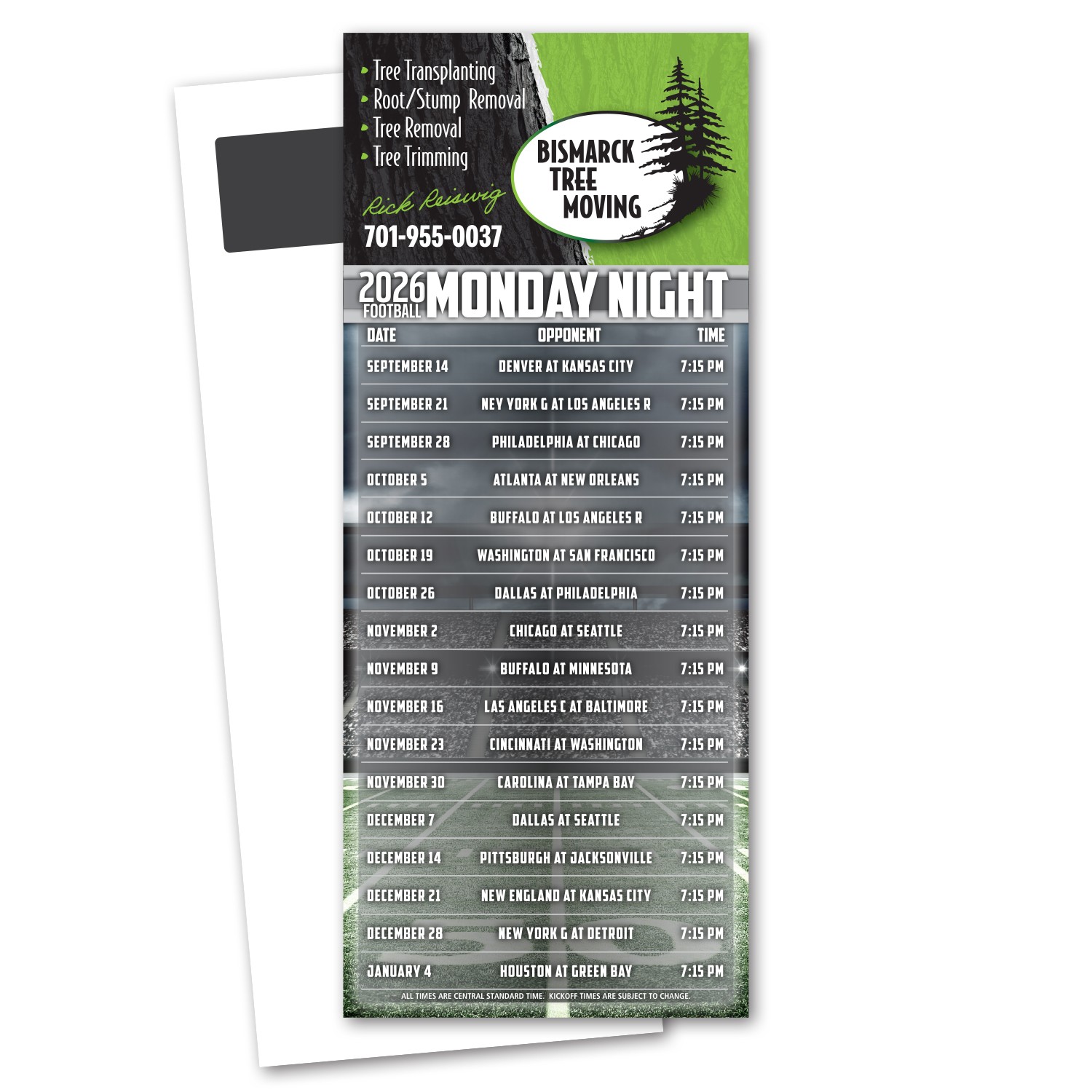 Picture of Football Schedule Magnetic Stick Up Card