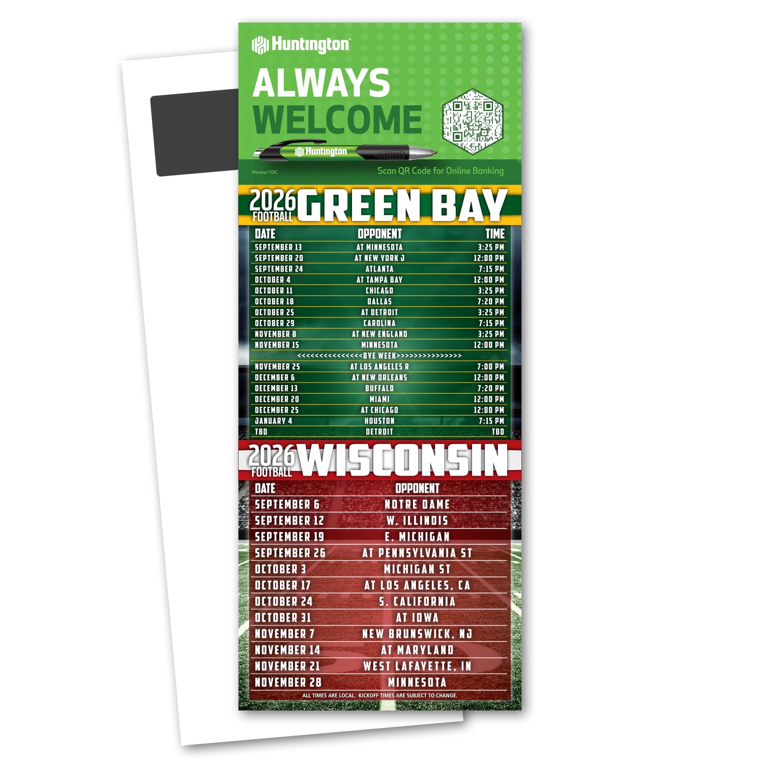 Picture of Football Schedule Magnetic Stick Up Card