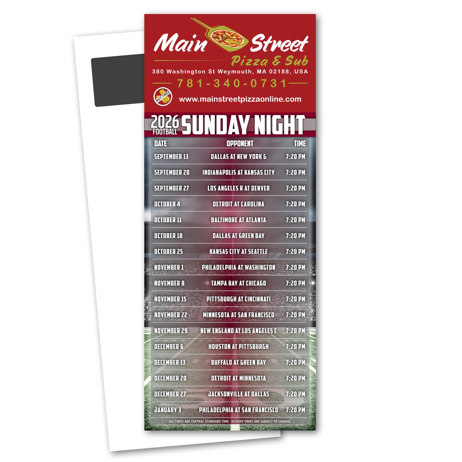 Picture of Football Schedule Magnetic Stick Up Card