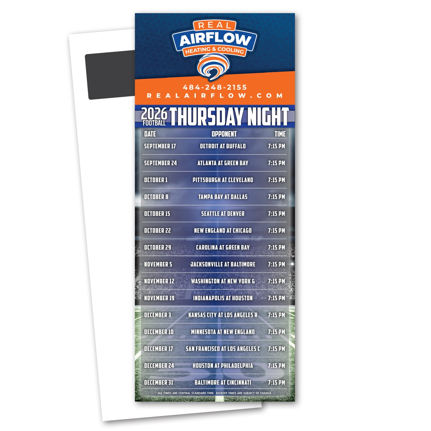 Picture of Football Schedule Magnetic Stick Up Card