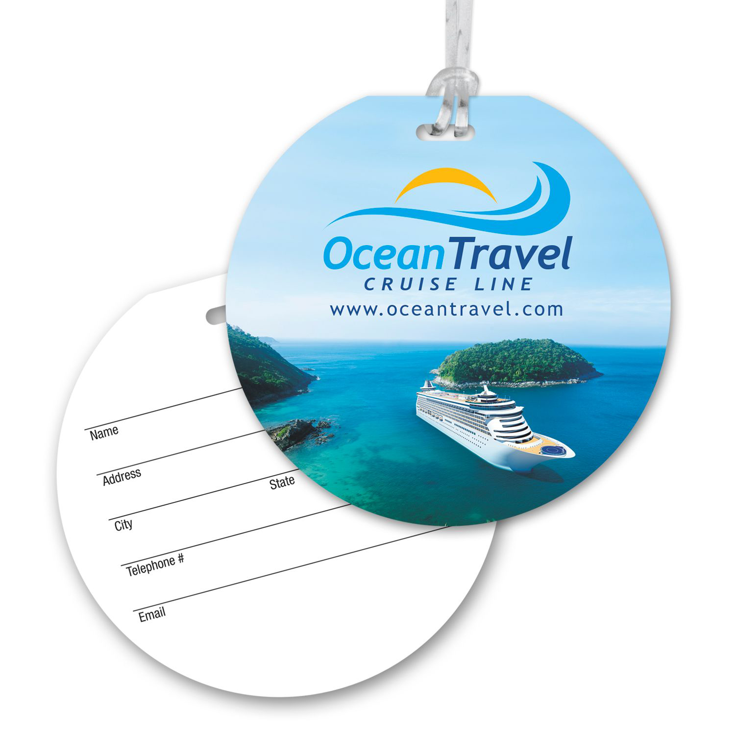 Picture of Ultra-Thin Round Luggage Tag with Clear Strap