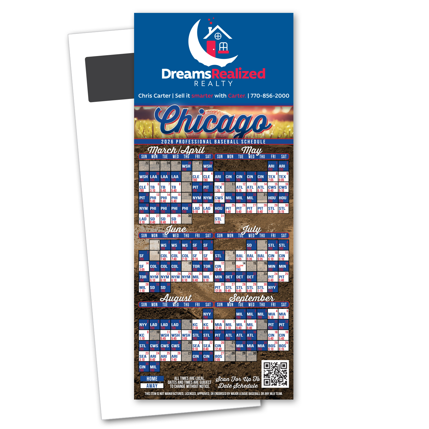 Picture of Baseball Schedule Magnetic Stick Up Card