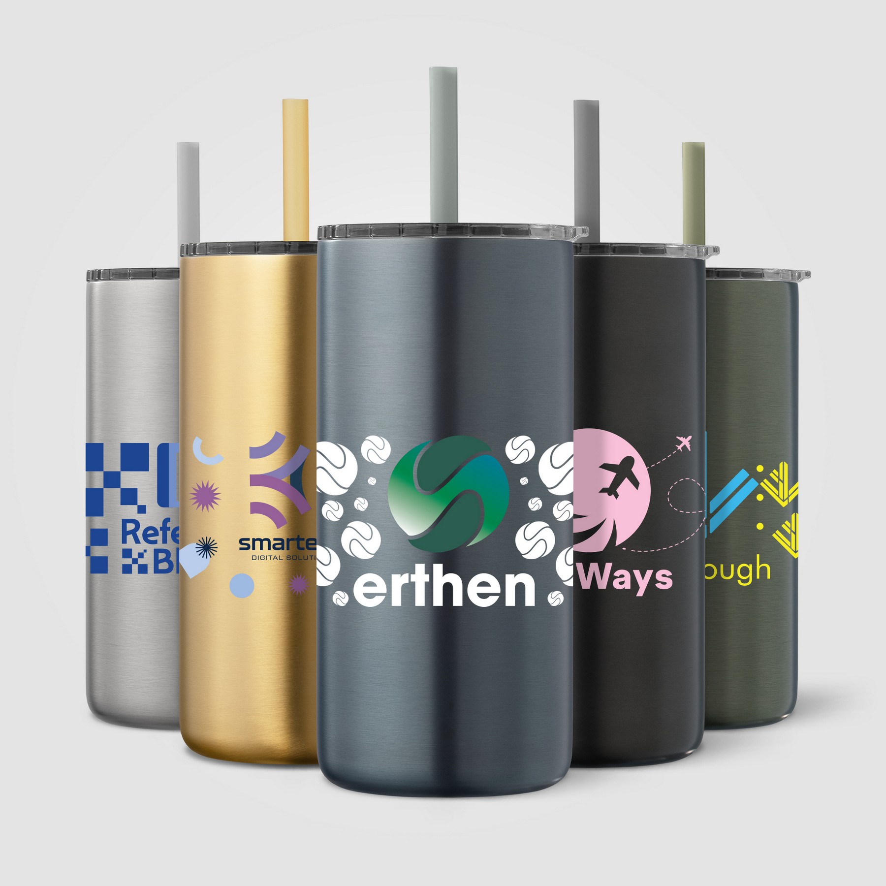 Picture of Borealis Stainless Steel Straw Tumbler - 16 oz.