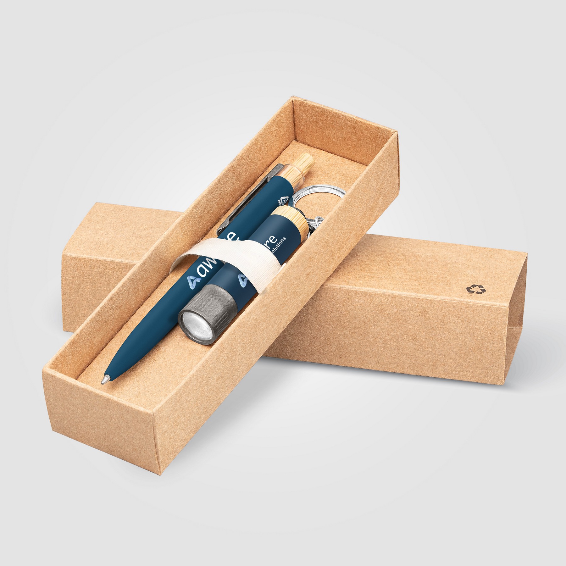 Picture of Reborn Recycled Aluminum Bamboo Accented Pen & Flashlight Gift Set