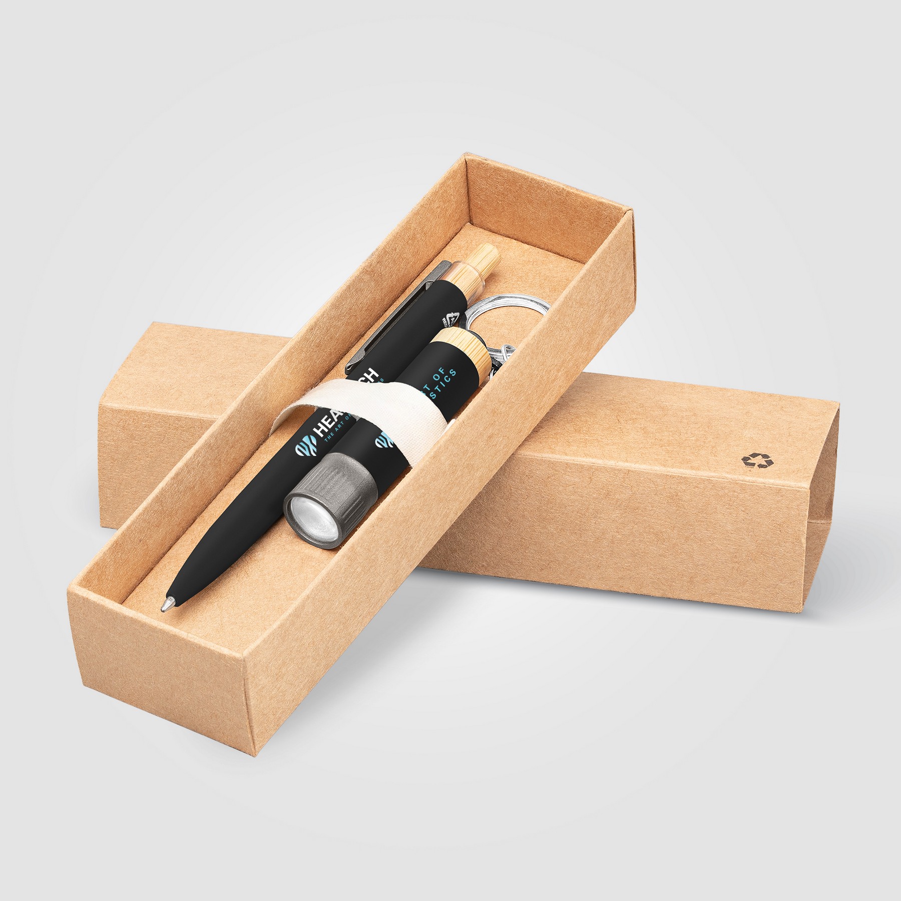 Picture of Reborn Recycled Aluminum Bamboo Accented Pen & Flashlight Gift Set
